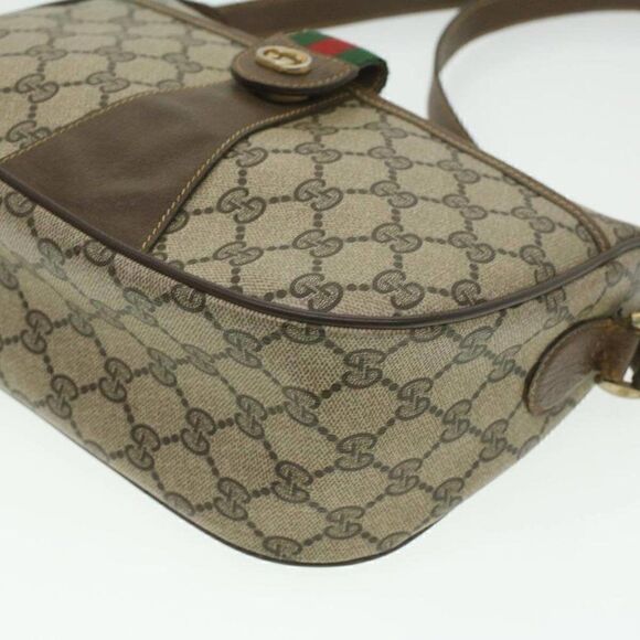 GUCCI GG Canvas Web Sherry Line Shoulder Bag Beige Red Green - Picture 14 of 15